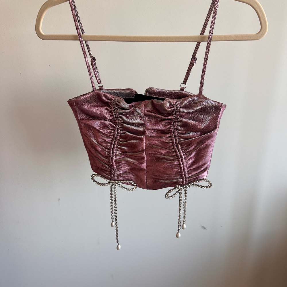 Area embellished crop top